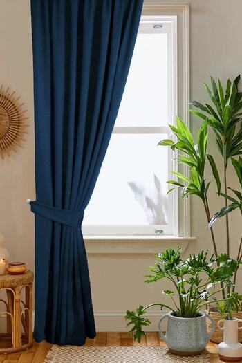 home color home Navy Blue Honeycomb Velvet Textured Background Curtain Plain Stitched Extrafor Drawstring 1st Class Quality