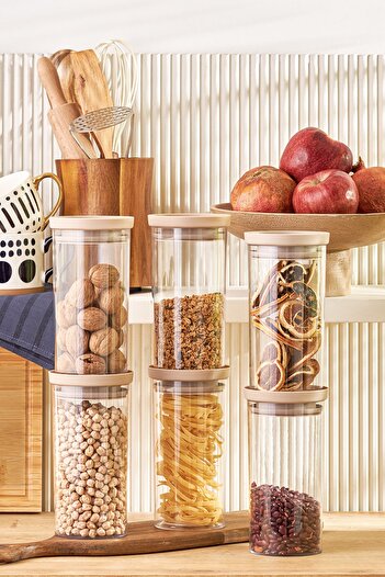 Emsan Arya 6-piece Beige large Jar and Storage Container Set