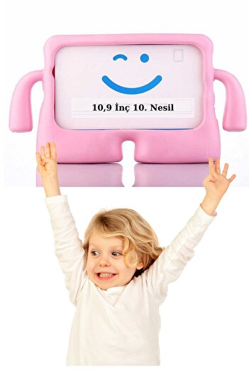 Fuchsia 10,9 Inç 10. Nesil Uyumlu Ibuy Standlı Yumuşak Eğlenceli Çocuk Tablet Kılıfı
