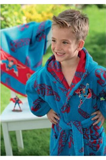 Özdilek Mavi Superman Bornoz Set