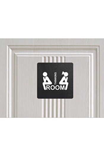 Miana Lazer Wooden Thinking Room Sign, Witty Wc Signage over the Door Sign Thinking Woman Man Silhouette 18X18Cm