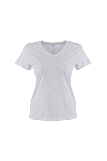 lumberjack CT132 BASIC MODAL V NECK Λευκό γυναικείο μπλουζάκι 100581844