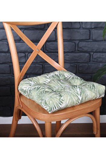 ALTINPAMUK Gold Pofidik Palm Green Chair Cushion Special Luxury Stitched Laced 40X40Cm