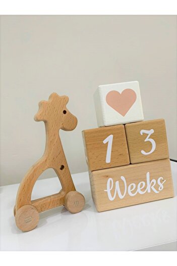 BİANNE ATÖLYESİ Giraffe with Wooden Wheels