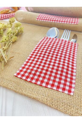 White Alamode Gingham Series Red White Checkered Jut Placemat
