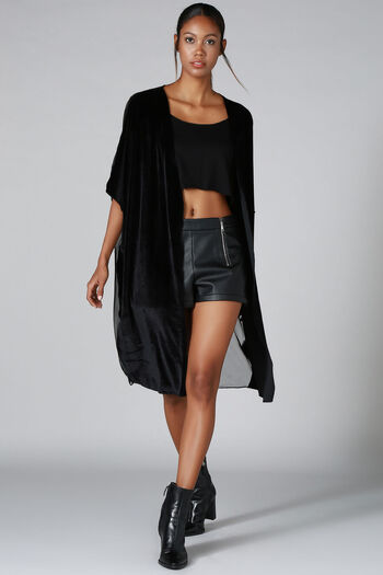 Quincey Women's Black Velvet Tulle Cardigan HK2105