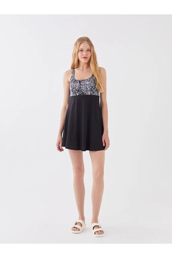 LC Waikiki Lcw Dream U-Kragen gemusterter Badeanzug mit Rock für Damen