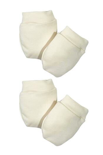 tinylamb Pure Organic Cotton Baby Newborn 2 Pair Glove Set-natural(raw Cotton Color)