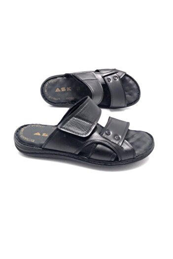 Deritarz Genuine Leather Full Orthopedic Massage Men's Slippers
