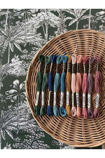BibuPunch Bibu Anchor Muline Embroidery Floss Specially Selected Blue, Green and Pink Shades