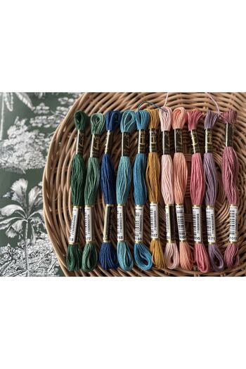 BibuPunch Bibu Anchor Muline Embroidery Floss Specially Selected Blue, Green and Pink Shades