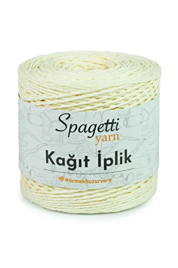 Spagettiyarn خيط حياكة يدوي كريمي من الورق