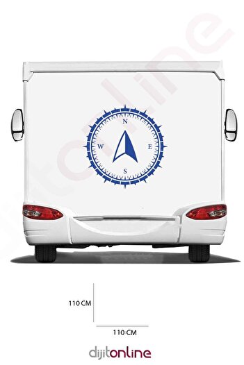 Dijitonline Autocolant pentru Rulotă - Autocolant Busolă - 110x110 Cm
