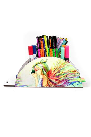kutuTR Wooden Vip Anime Series Rainbow Ruled Desktop Pen Holder For Kids Organizer Assembled Boxed