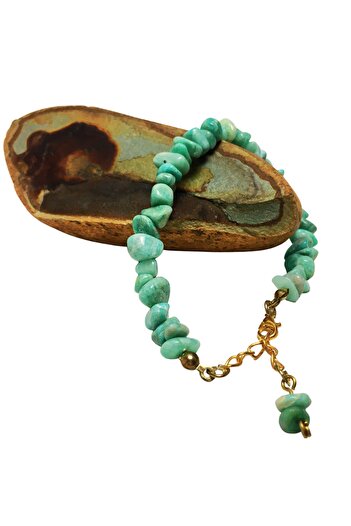 ayrestyle Amazonite Cracked Stone Gold Adjustable Bracelet, Blue Green Adjustable Extender Chain Bracelet