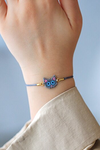 Kübüşün Atölyesi Ka-011 Miyuki Cat Bracelet - Handmade