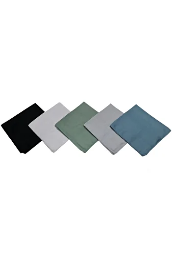 Gülsoy Cotton Cut Fiber Stitched Cheesecloth 5 Pieces Black-White-Green-Grey-Blue