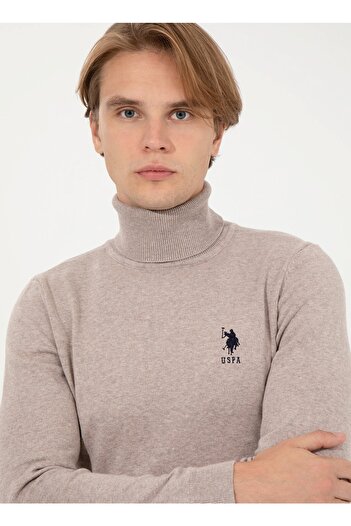 U.S. Polo Assn. Мъжки пуловер с поло яка от норка, меланж Forbes-sk22