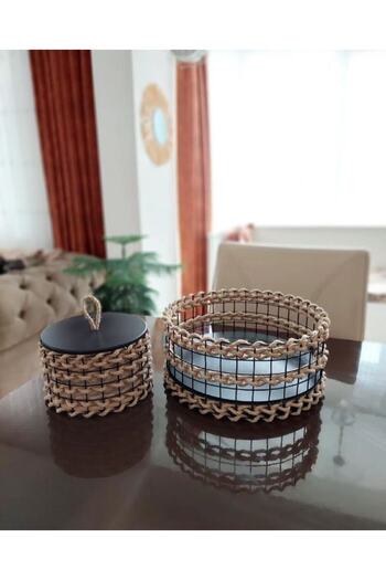 Egindra Natural Wicker Mini Basket Set of 2 - Organizer