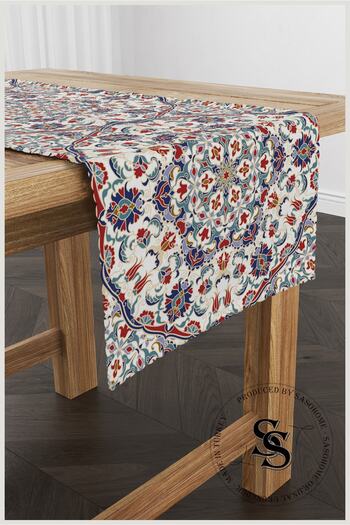 SasoHome Ethnic Modern Ottoman Tile Motifs Designed Digital Printed Runner '' Ultra Quality''
