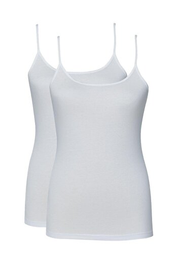 Blackspade Women's White Thin Strap Undershirt 2 Pack 1591
