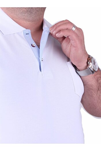 MocGrande Μπλουζάκι Polo Classic Lycra μεγάλου μεγέθους 11501 Λευκό