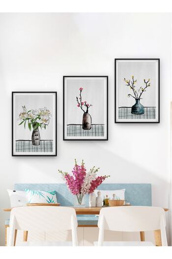 Tooall 3-Piece Home, Living Room, Hall, Office, Bedroom Frame Look Wall Mdf Painting Set