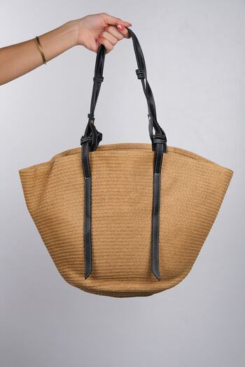 LuviShoes Arias Straw Women's Shoulder Bag - Dark Beige