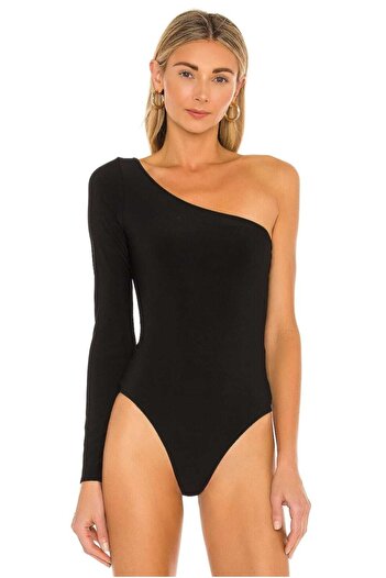 Zagrep Women's Black Single Sleeve Silk Jersey Bodysuit