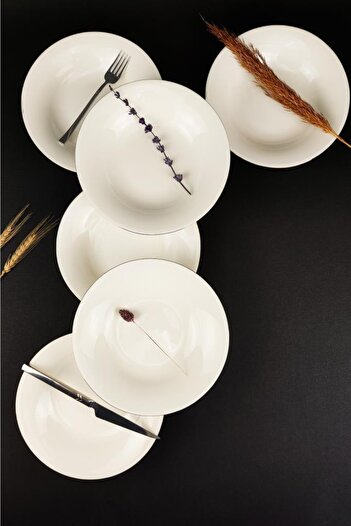 Digithome 6-Piece Gold Rim Istanbul Porcelain Pit Plate Dinner Plate Set 21 Cm Gold - Tl4036341 C320.003