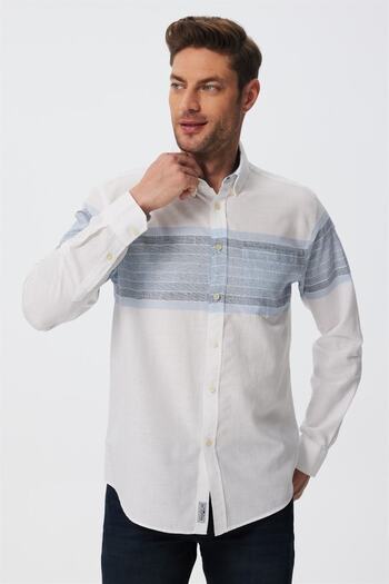 Lee Cooper Carlo Men's Woven Shirt White - Blue