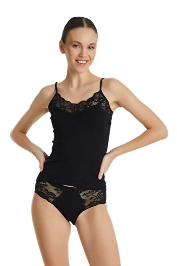 Blackspade Women's Large Size Black Lace Thin Strap Athlete 1984