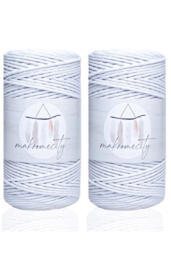 Makromecity Premium 3 Twist Cotton Macrame Thread 3mm Three Twist Taranan Macrame Rope Thread 500 gr (2X250 GRAM) White