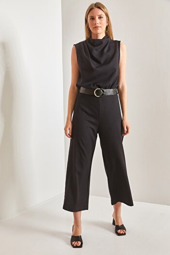 Bianco Lucci Women's Belted Lace Collar Jumpsuit