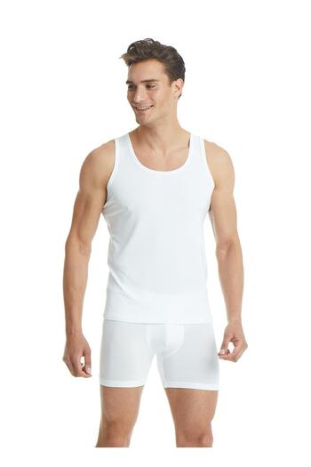 Blackspade Men's White Modal Undershirt Silver 9305
