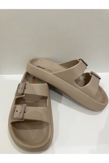 simonhome Camel Double Buckle Women's Platform Summer Slippers