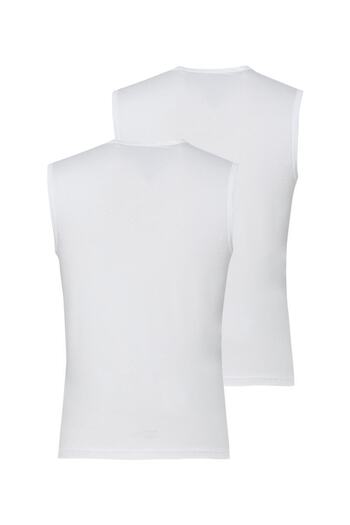 Blackspade 9677 2 Pack White Lycra V-Neck Zero Sleeve Men's Tank Top
