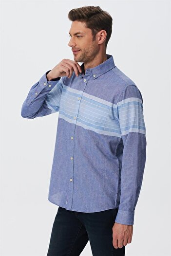 Lee Cooper Carlo Men's Woven Shirt Blue-White