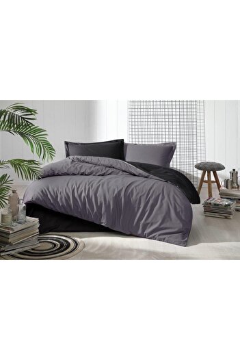 Özdilek Colormix Single Duvet Cover Set Athracite - Black
