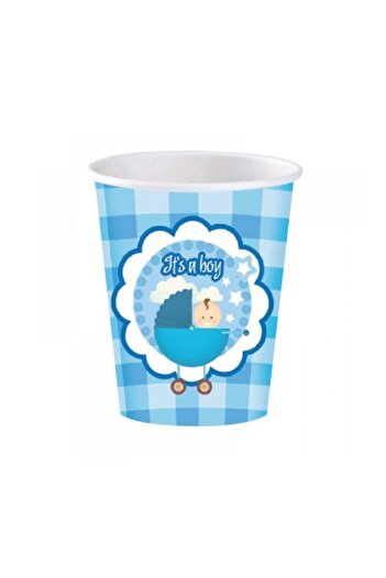 Kazanabil 8 Pack Its A Size Stroller Themed Paper Cup Blue