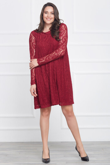 Laranor Women's Burgundy Lace Dress 17LB9040