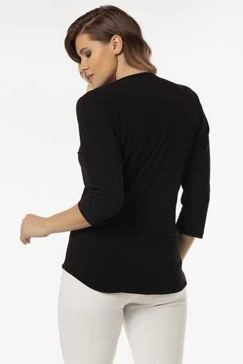 Laranor Women's Black Double Breasted Cut Blouse 19LB9142