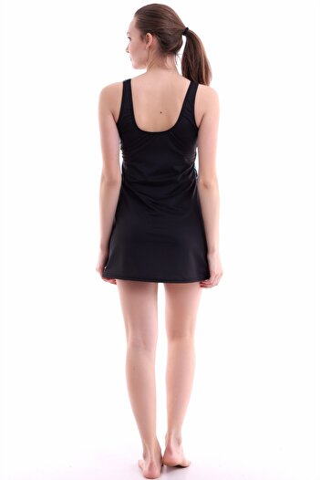 Aykum Mayo Women's Black Turquoise Patterned Swimsuit with Shorts and Skirt