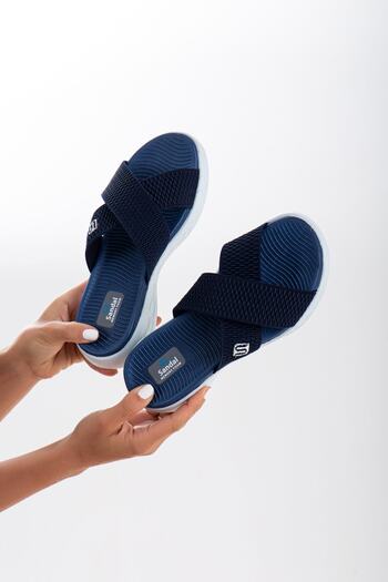 sandal spor Women's Daily Flexible Elastic Sports Slippers Ss001-0118 Navy Blue