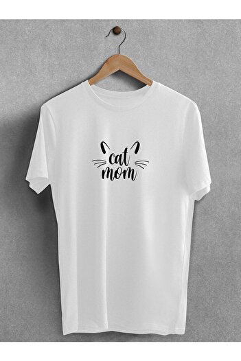 Pear Wear Μπλουζάκι Cat Mom Printed Μαύρο Λευκό Oversize Crew Neck T-shirt Cat Mom