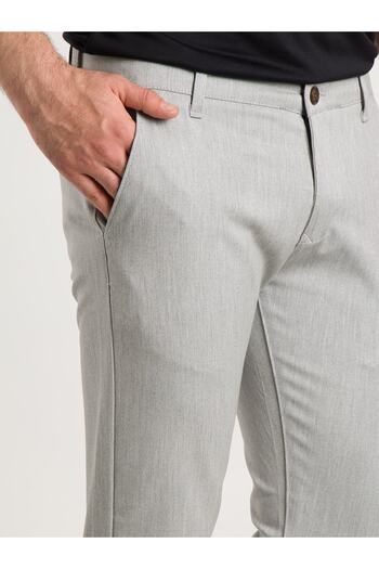 ZEKİ ÖZER Men's Light Gray Canvas Linen Trousers