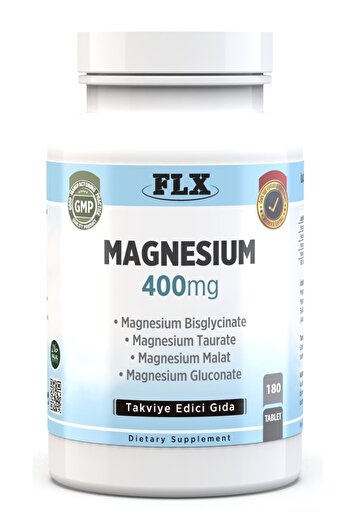 FLX 180 Tablet Magnezyum Elementleri Complex 400 Mg Bisglisinat Malat Taurat Glukonat