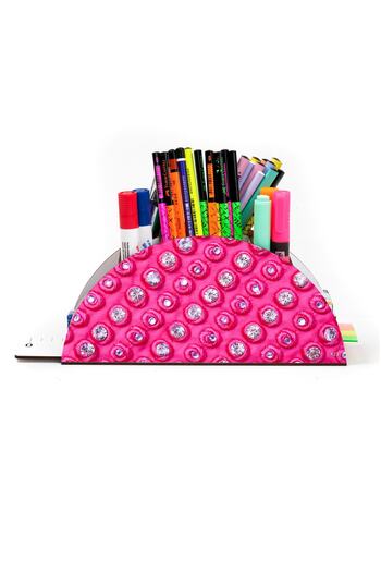 kutuTR Wooden Vip Mixed Rainbow Ruled Desktop Pen Holder Organizer with Assembled Box