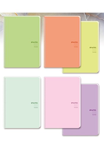 KESKİN COLOR باستيل نوت 16,5x22,5 80 ورقة غطاء PP مربعات دفتر حلزوني (قطعة واحدة)