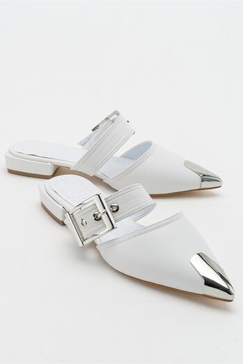 LuviShoes Жіночі капці з білою пряжкою Jenni